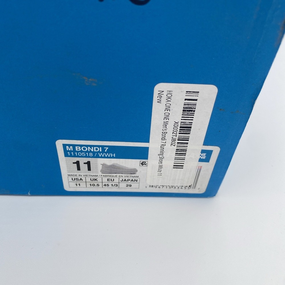 Hoka One Men's 11M Bondi 7 Running Shoes White 1110518 New In Box - Picture 2 of 8